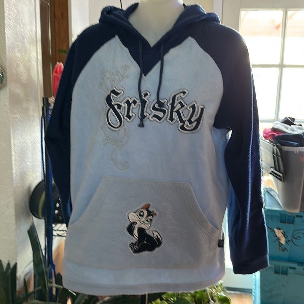 Warner Bros Penelope Pussycat Blue Pullover Hoodie Girl's Pepe Le Pew Cartoon